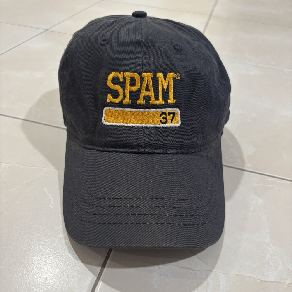 Vintage Spam Hawaii Hat Baseball Dad Cap Black Embroidered Japan Adult OS Fits